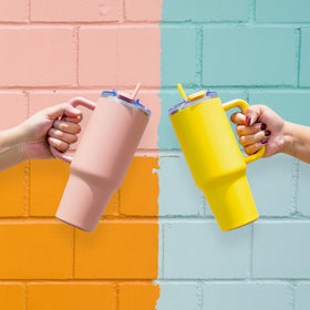 Hogg Big Swig 40oz tumbler includes straw for easy sipping