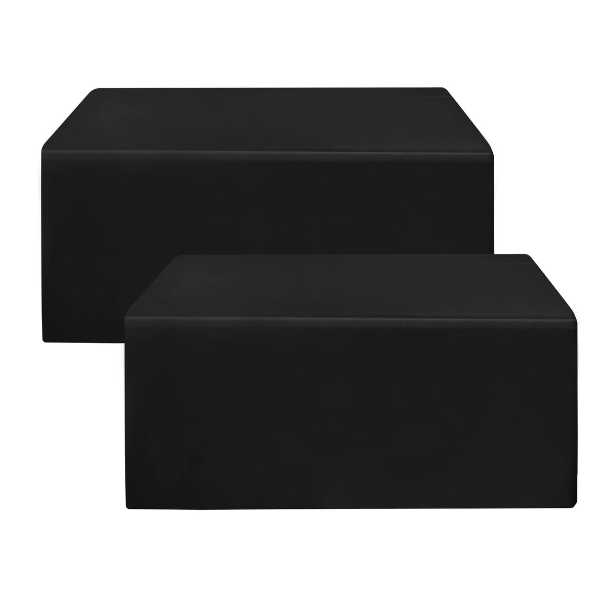 HolidayIdeas fitted black tablecloth 96x30 neatly covers a rectangular table and conceals legs.