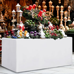HolidayIdeas white fitted table cover at a wedding dinner.