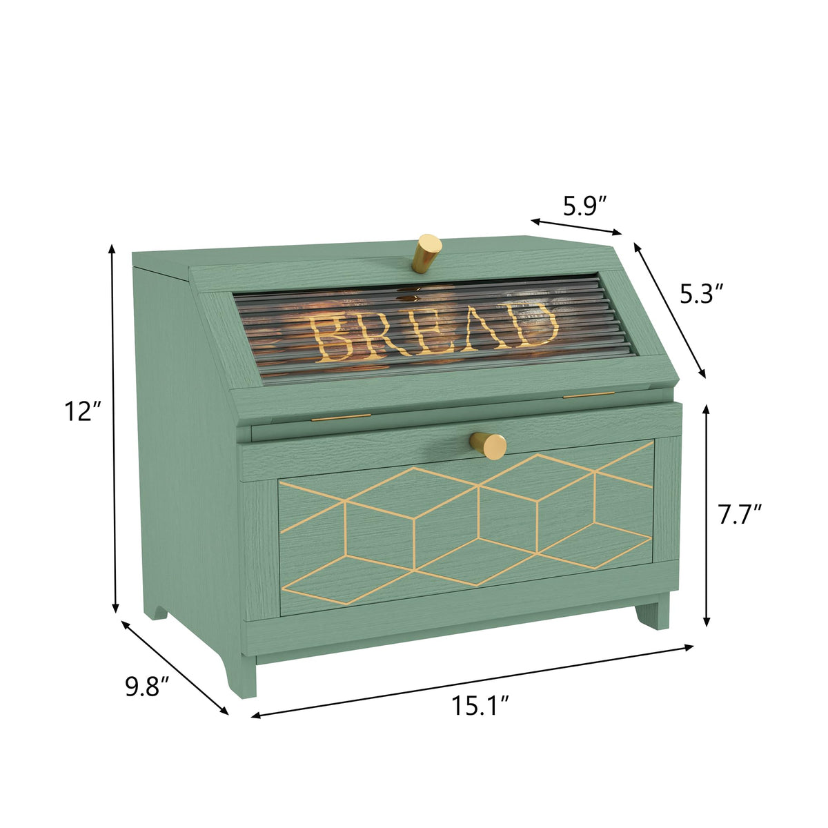 HOLTICO green bread box on counter supports daily bread storage.