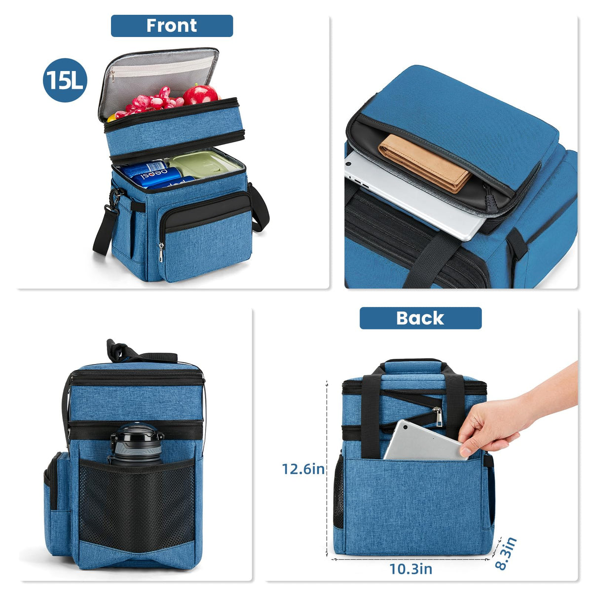 Holuxer blue dual-insulated compartments keep foods separate