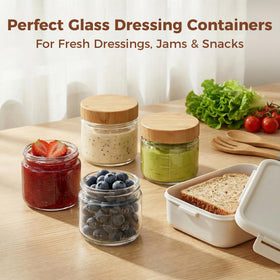 HomArtist 3oz glass container with leakproof seal, ideal for on-the-go dressings.