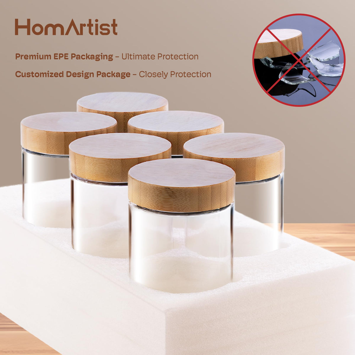 HomArtist bamboo lid adds natural aesthetic to kitchen storage.