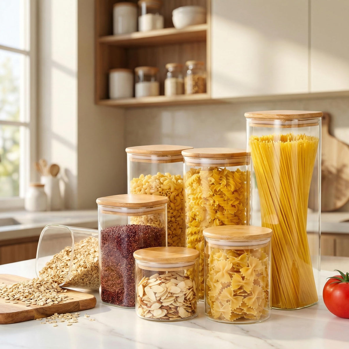 HomArtist natural bamboo lid adds boho decor to kitchen.