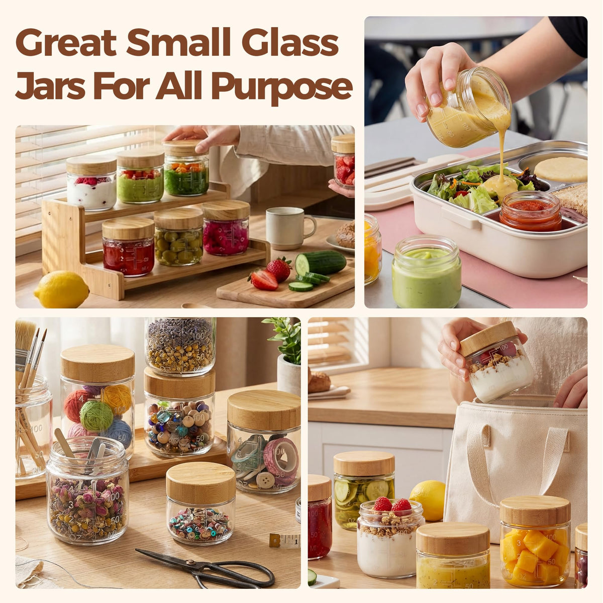 HomArtist BPA-free glass jars support reusable, eco-friendly meal prep.