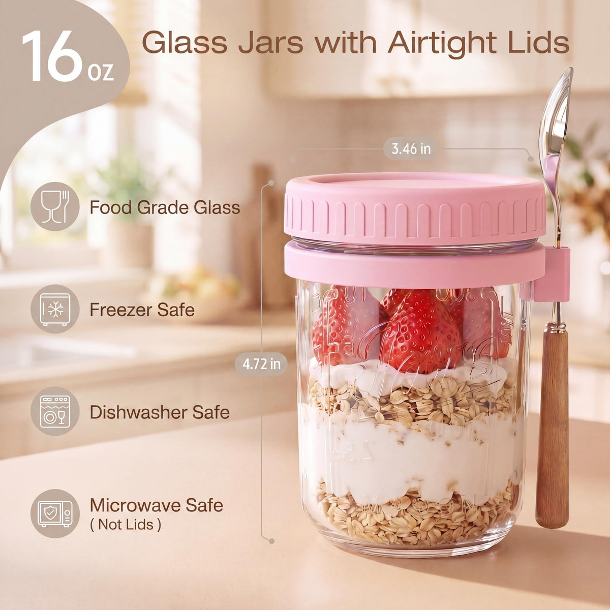 HomArtist clear glass jars in a dishwasher-safe setup for quick cleanup.