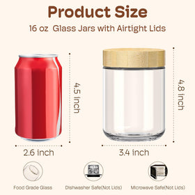HomArtist glass jar with bamboo lid, easy to fill and dishwasher safe