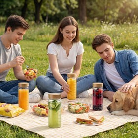 HomArtist infusion-friendly bottle for water, juice, or iced coffee