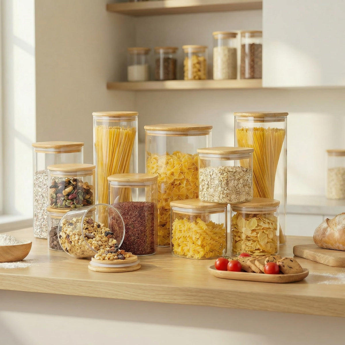 HomArtist square glass jar wide-mouth close-up for easy refilling