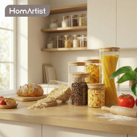 HomArtist stackable glass jars maximize kitchen space and organization
