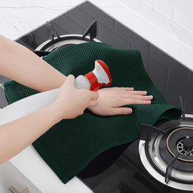 Homaxy blackish green color towels in stylish kitchen setup