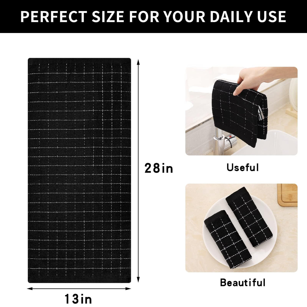 Homaxy six-pack checkered towels offer value and coordinated kitchen decor.