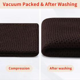 Homaxy dark brown towels folded on counter with kitchen decor.