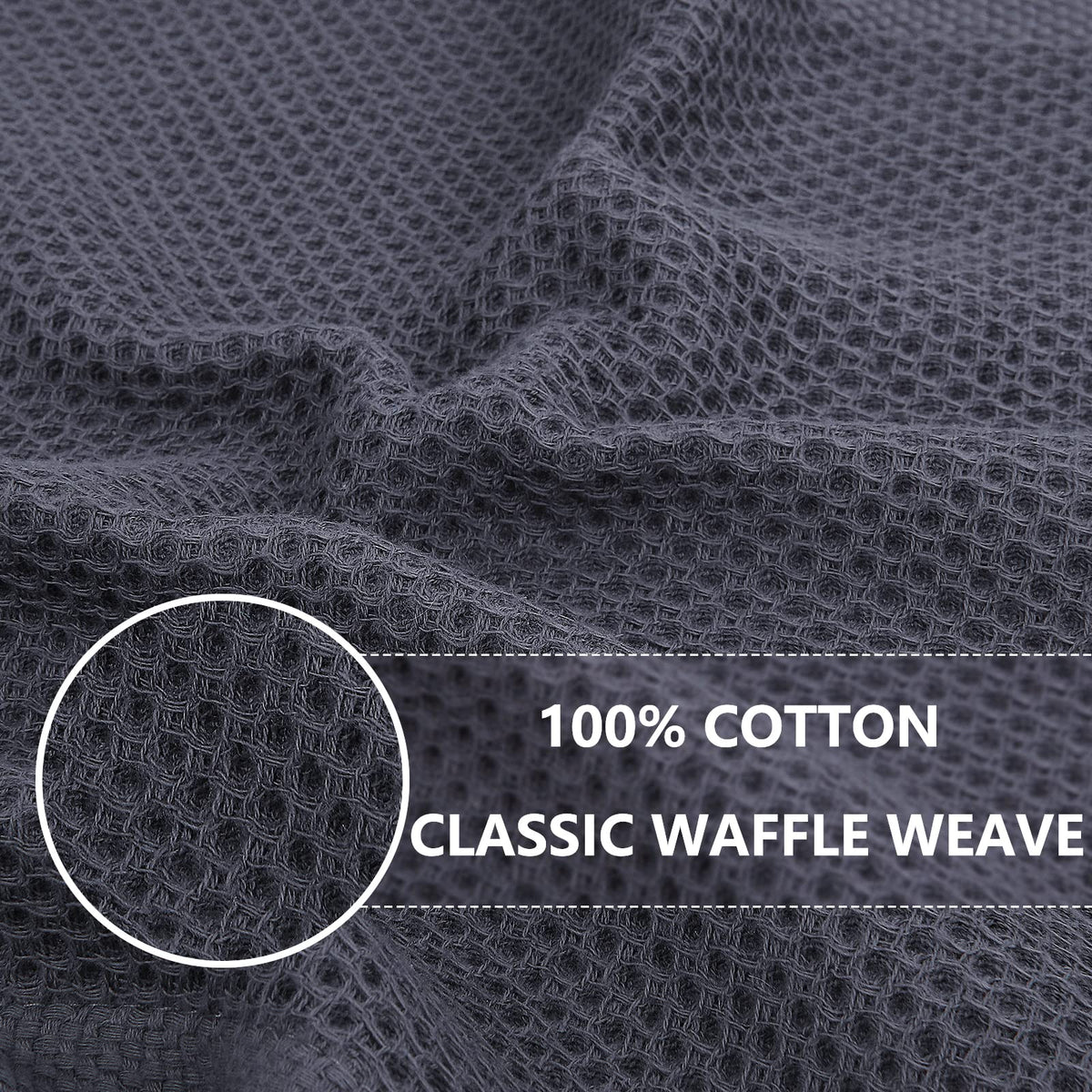 Homaxy dark grey waffle weave towels close-up showing absorbent weave.