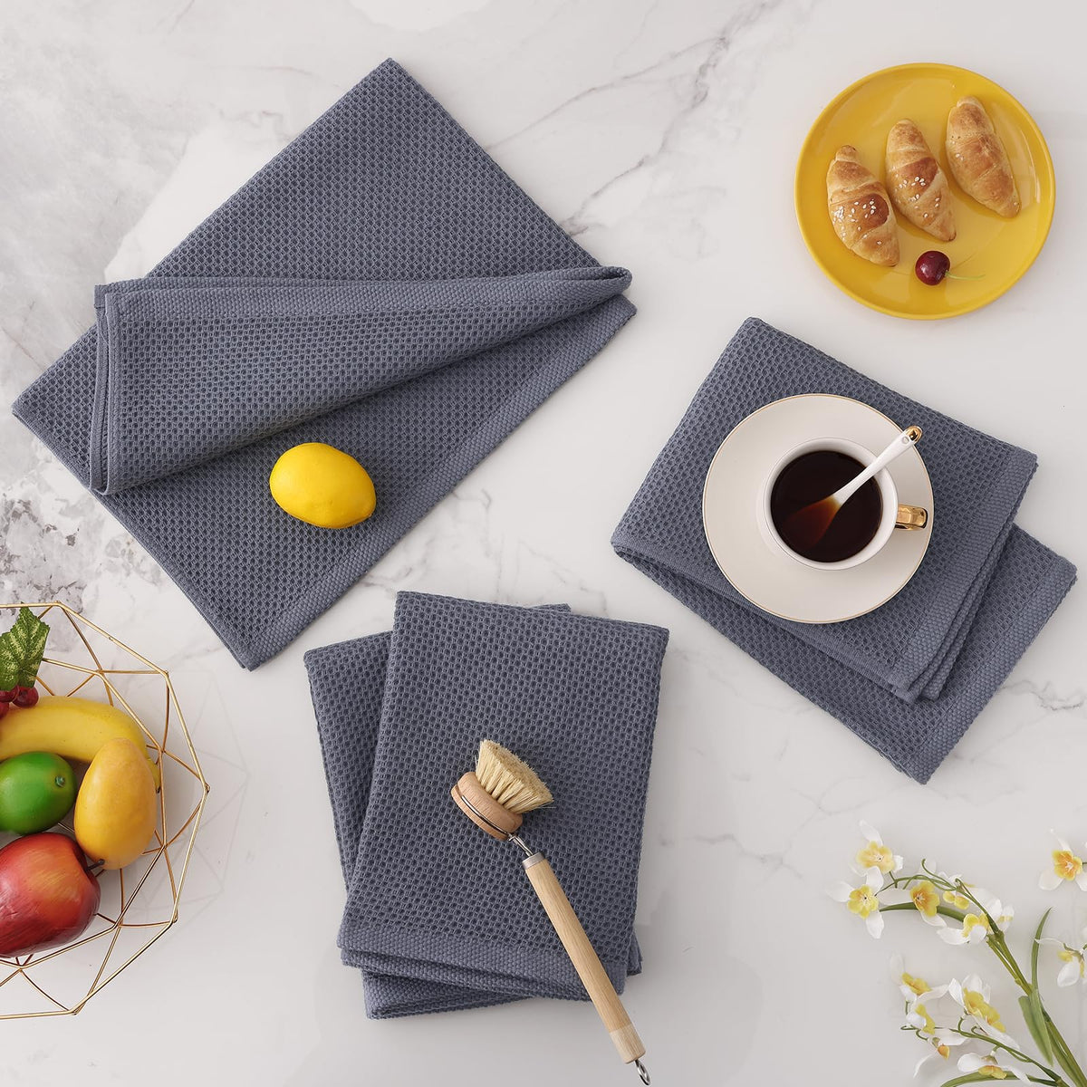 Homaxy waffle towels in a kitchen scene for daily tasks