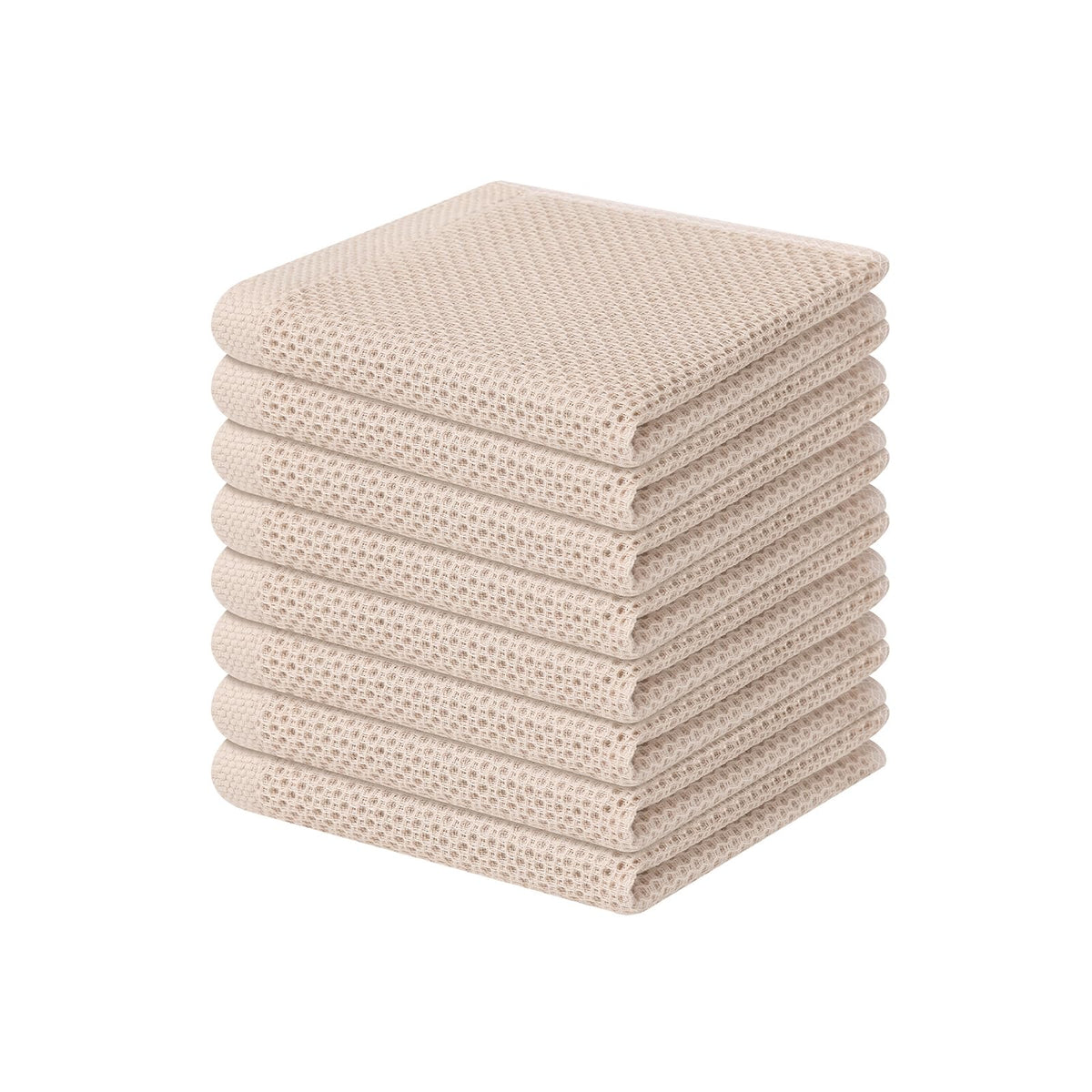 Homaxy beige waffle weave dishcloths in an 8-pack for durable daily use