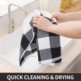 Homaxy towels shown on cookware without scratching delicate surfaces.