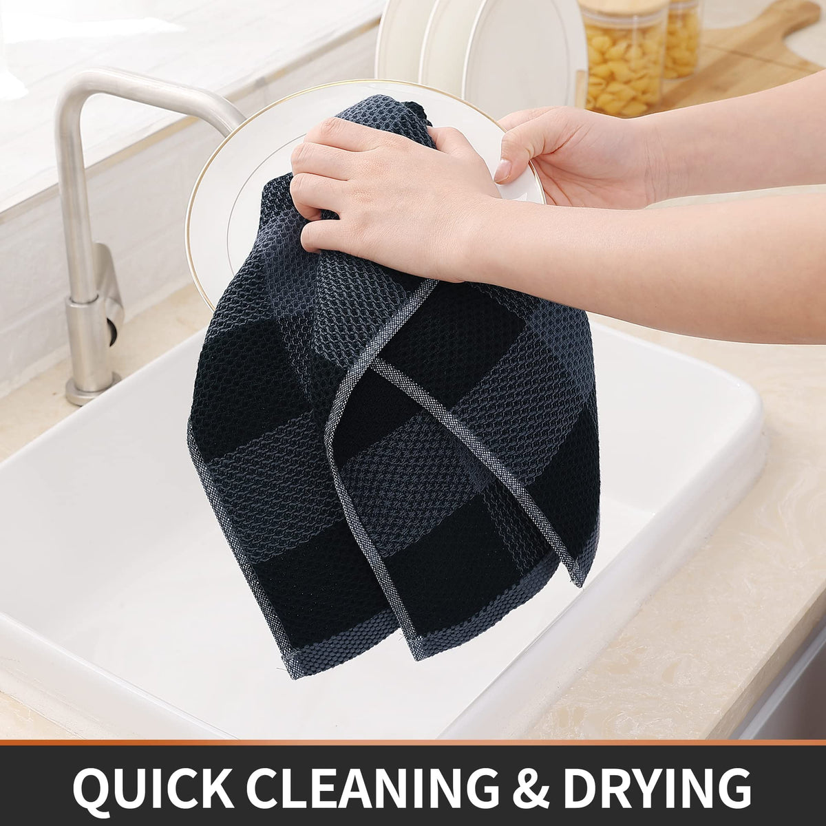 Homaxy kitchen towels absorbent surface for splash control and quick drying