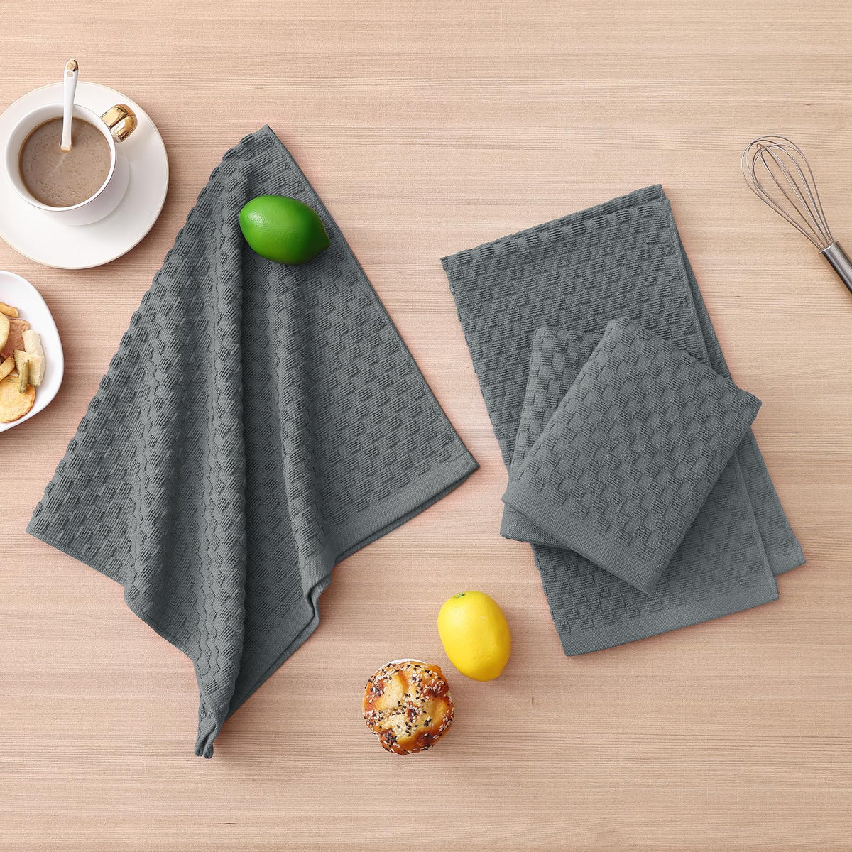 Homaxy kitchen towels set emphasizes durability and long-lasting softness.
