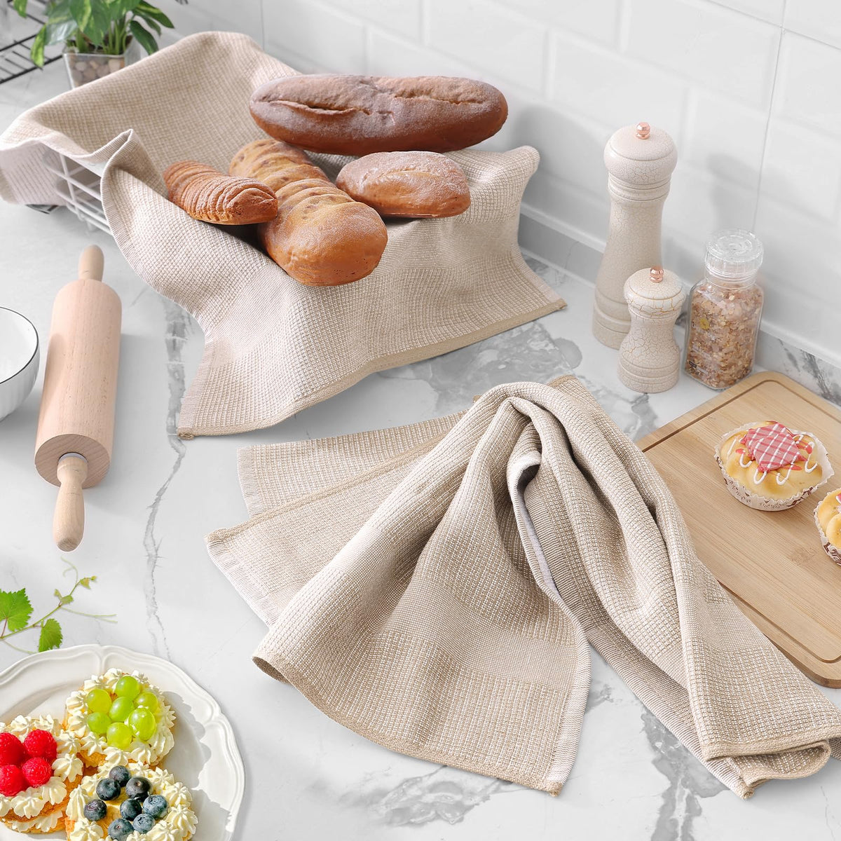 Homaxy soft cotton towels in Grey for a modern kitchen