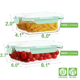 HOMBERKING 36oz rectangle glass container ready for meal prep