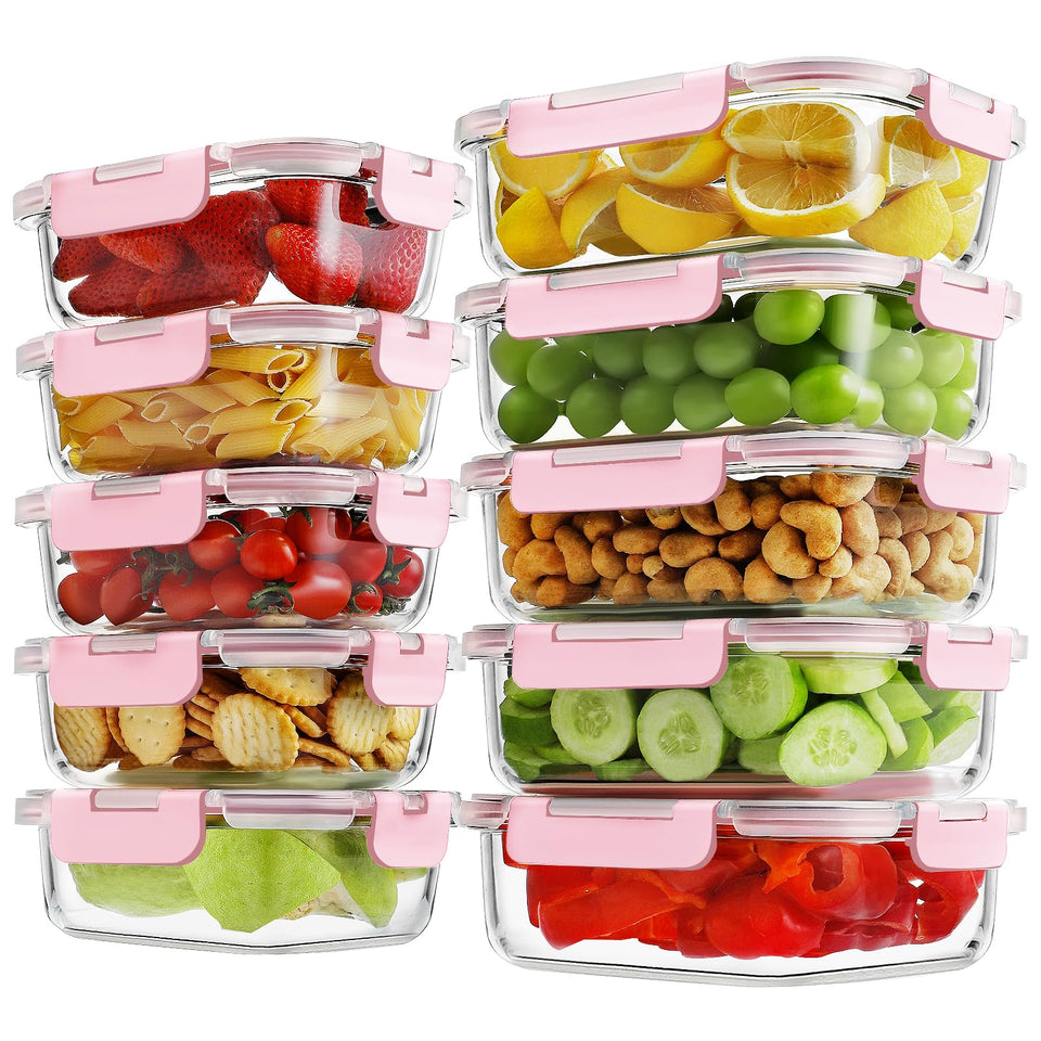 HOMBERKING 36oz rectangle glass container for meal prep and leftovers