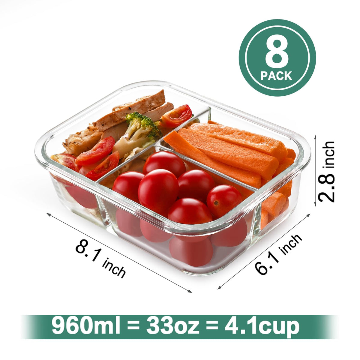 HOMBERKING borosilicate glass storage shows contents clearly for easy planning.