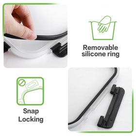 HOMBERKING snap-lock lid with BPA-free seal for leak resistance and odor control.