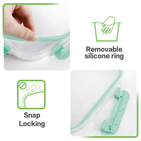 HOMBERKING three-compartment glass container ready for meal prep and portions.