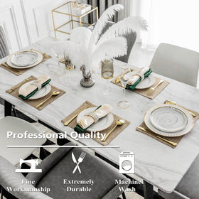 Home Brilliant cotton linen placemats on wood table during family dinner.