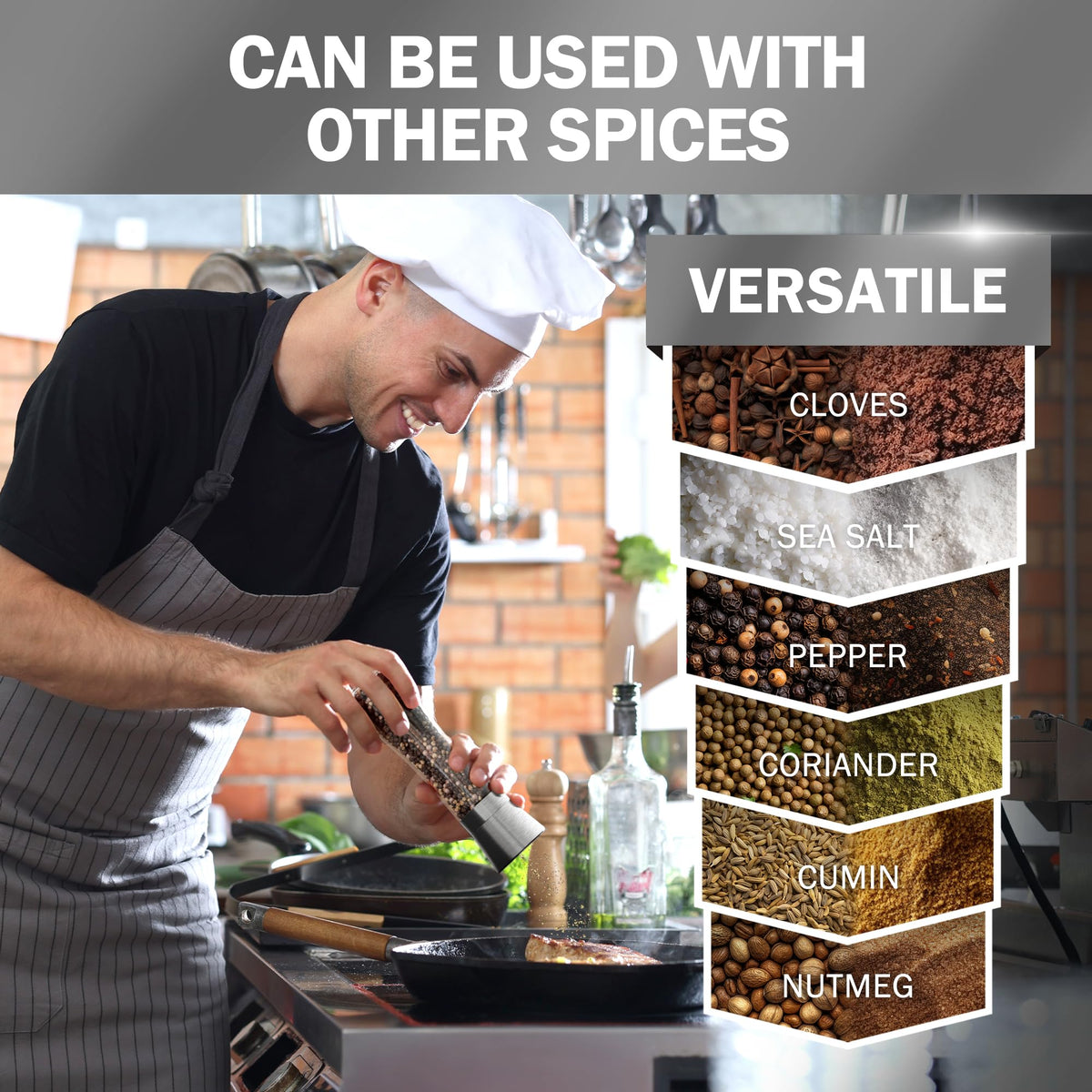 Home EC kitchen decor dining display showing a stylish spice grinder set.
