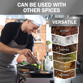 HOME EC stainless lid close-up demonstrates moisture-sealing cap keeps spices fresh.