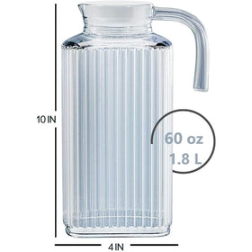 Home Essentials & Beyond Fridge Pitcher clear glass body highlights contents at a glance.