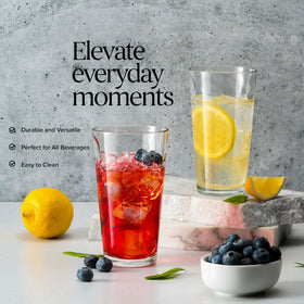 Home Essentials & Beyond highball glass with 17 oz capacity for generous pours.