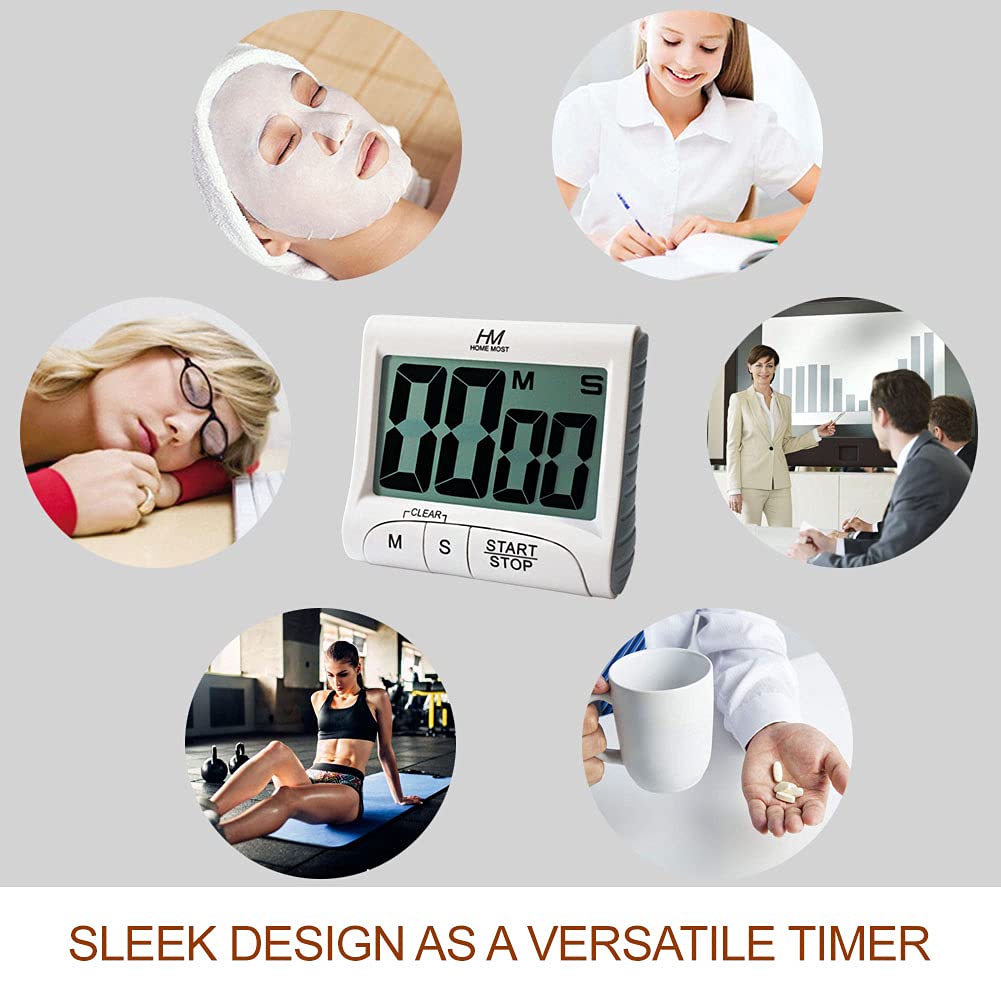 HOME MOST timer with matte white case blends with kitchens, offices, and classrooms.