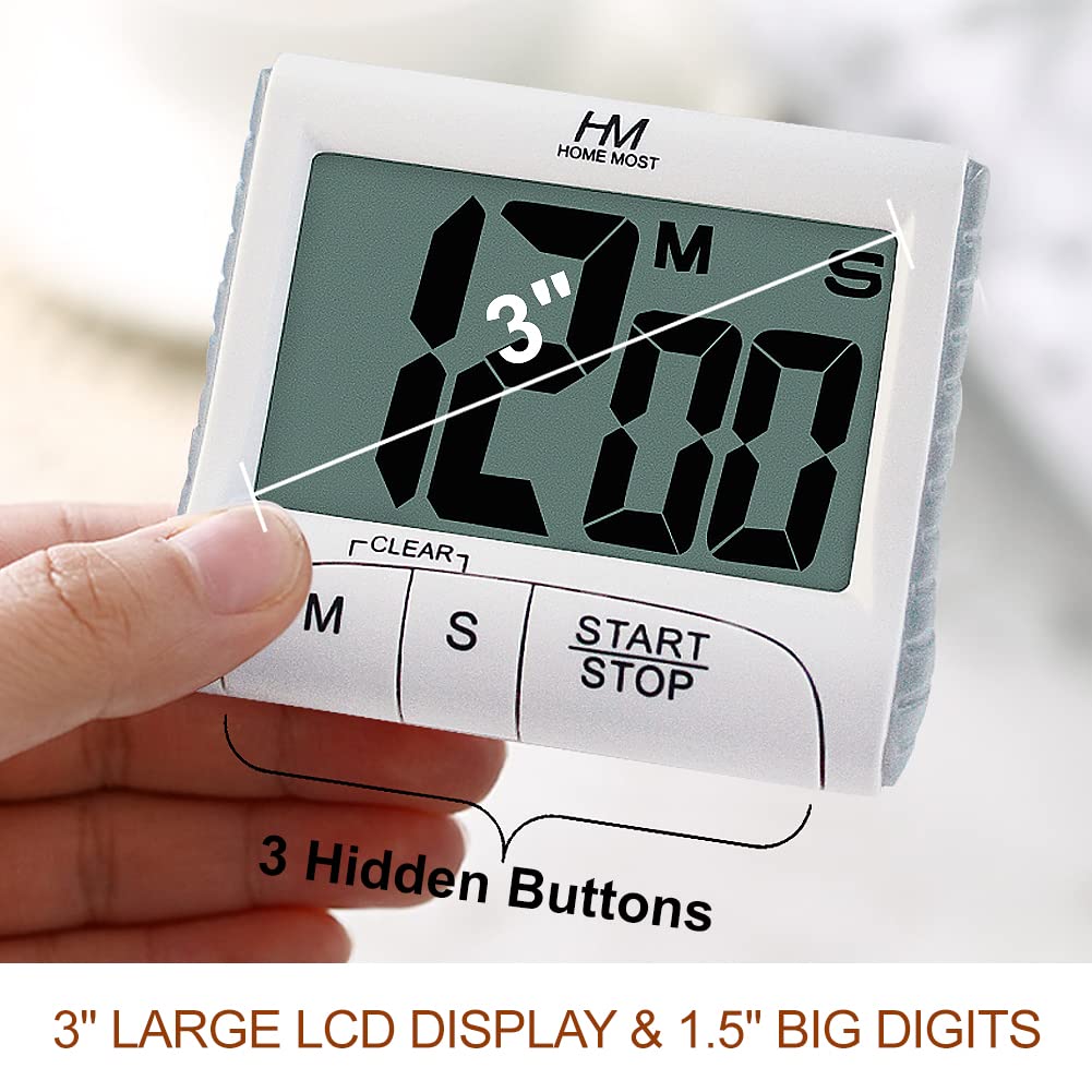 HOME MOST timer retractable stand supports tabletop use with clear countdown display.