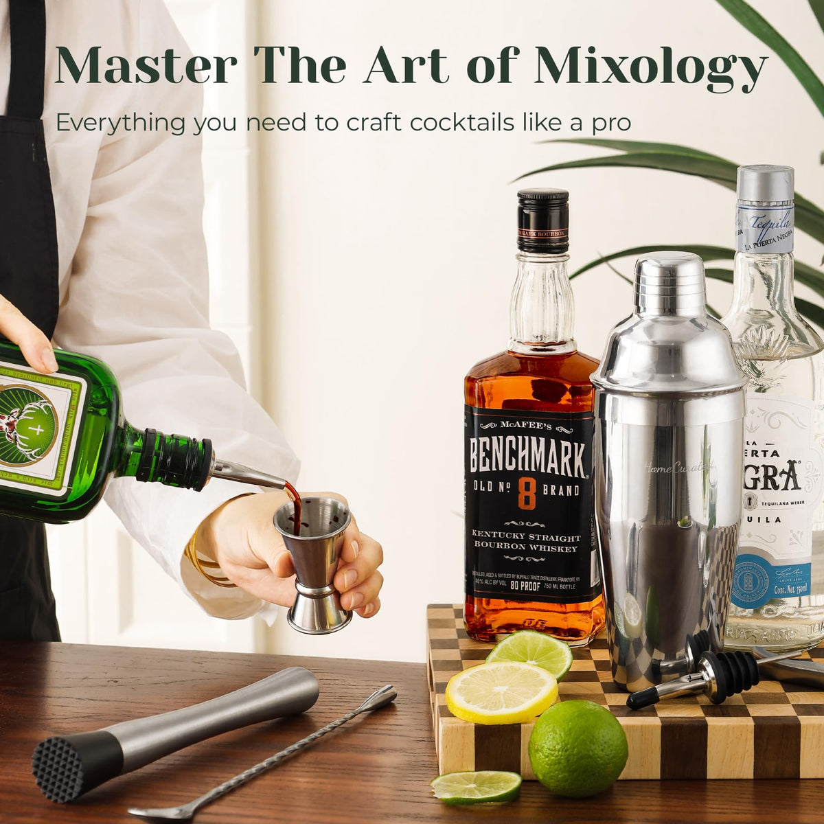 HomeCurated jigger and strainer for precise measurements and smooth pours