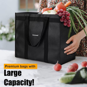 Homemell collapsible tote bag shown flat for compact storage and neat car organization.