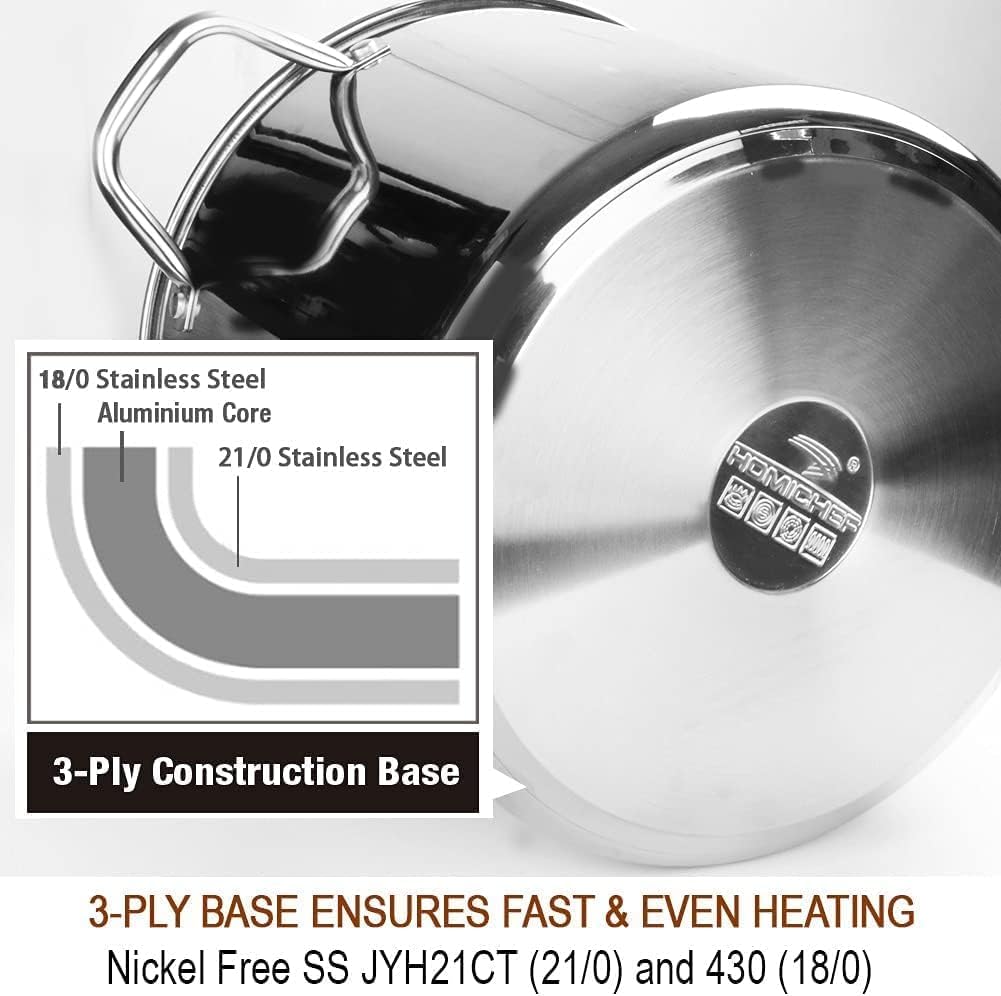 HOMICHEF tempered glass lid with steam vent preserves flavors.