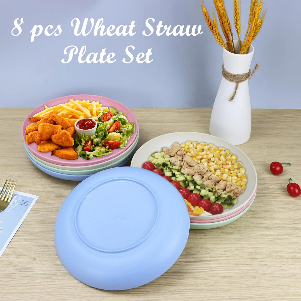 Homienly Deep Dinner Plates made from wheat straw material offering a sturdy, eco-friendly option.