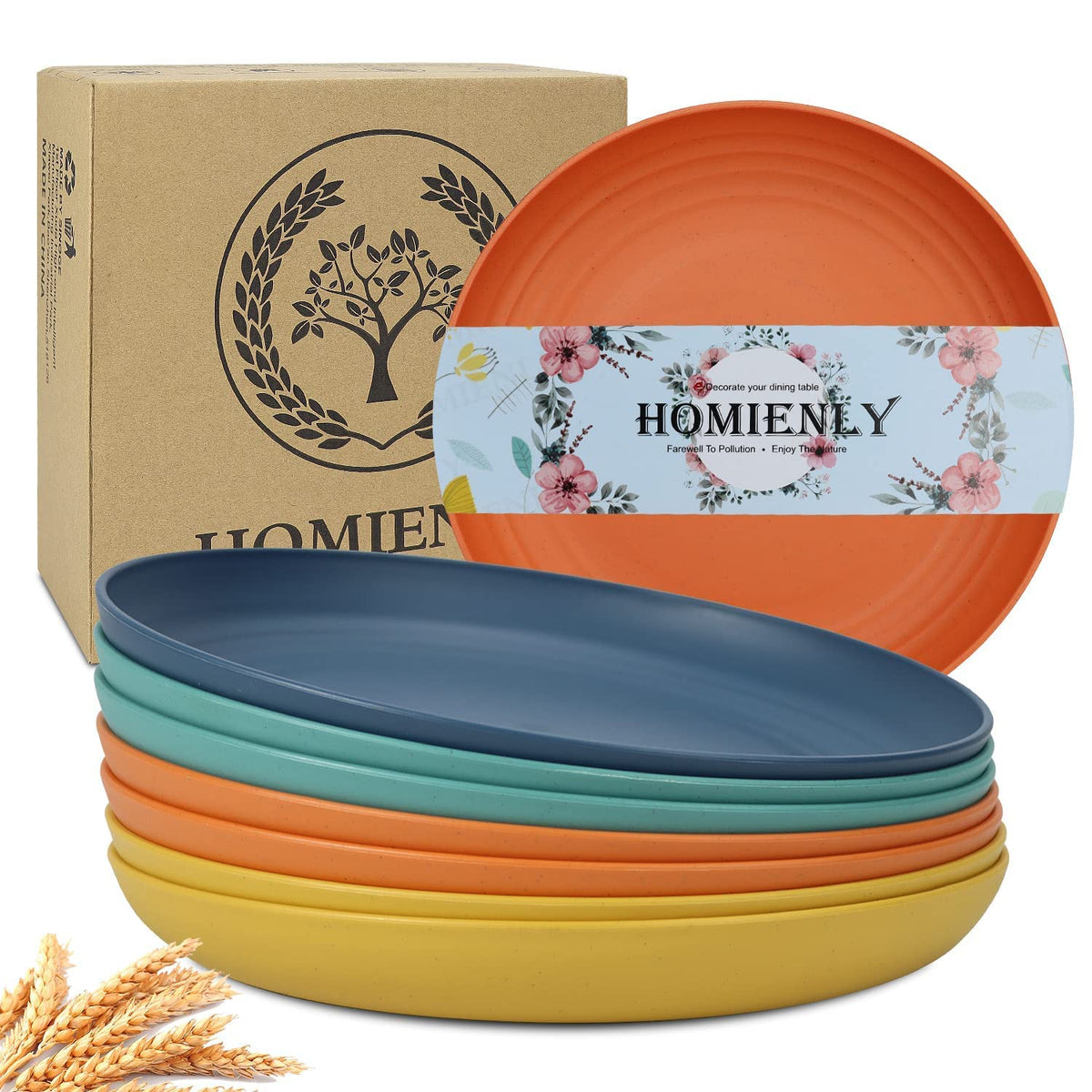 Homienly 10-inch wheat straw plate in a bright dining setup for everyday meals.