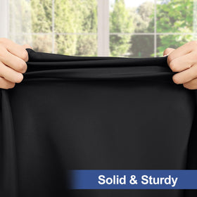 Homing soft-touch polyester fabric creates smooth, wrinkle-minimized dining setup
