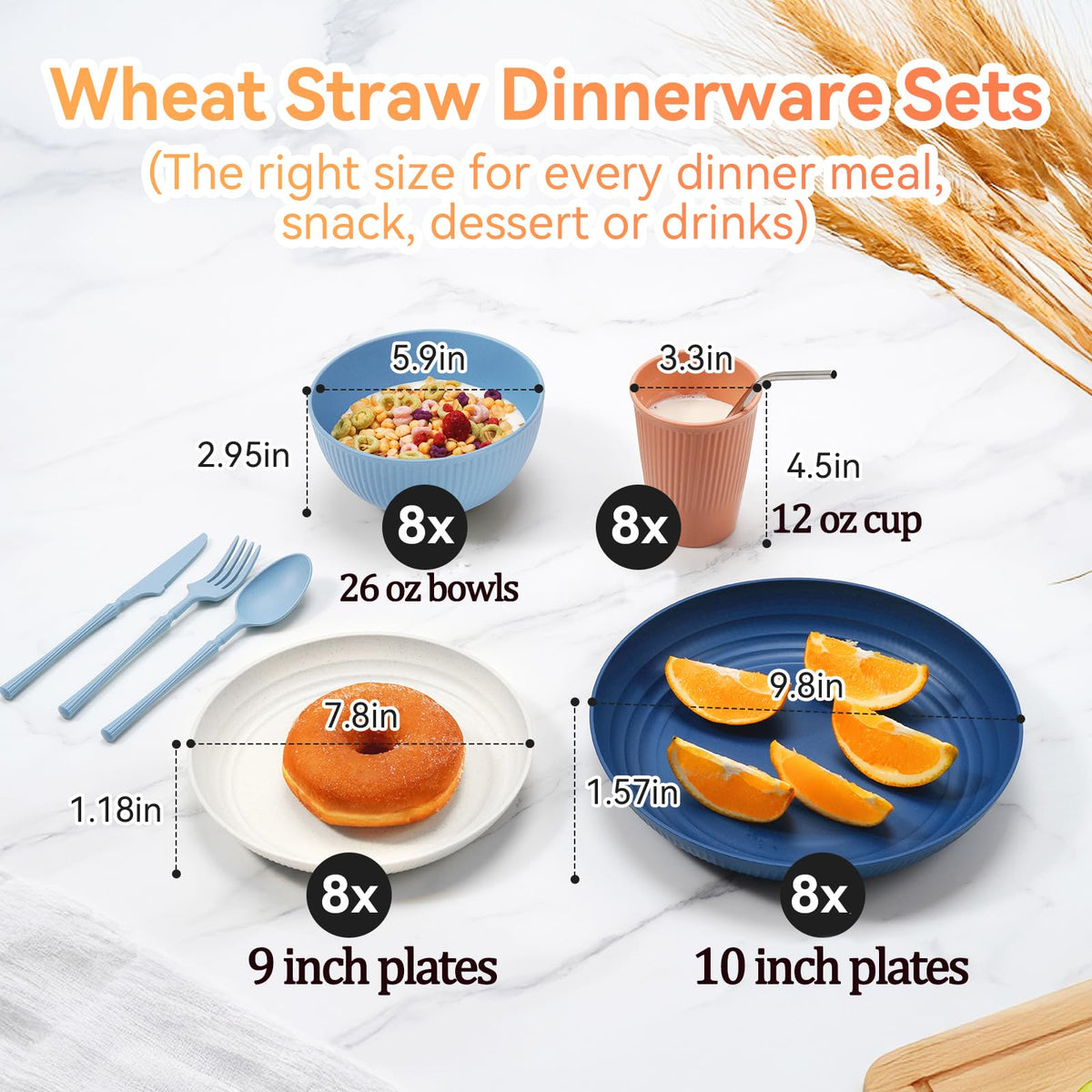 Hommaly beige wheat straw bowls for durable serving and easy stacking.