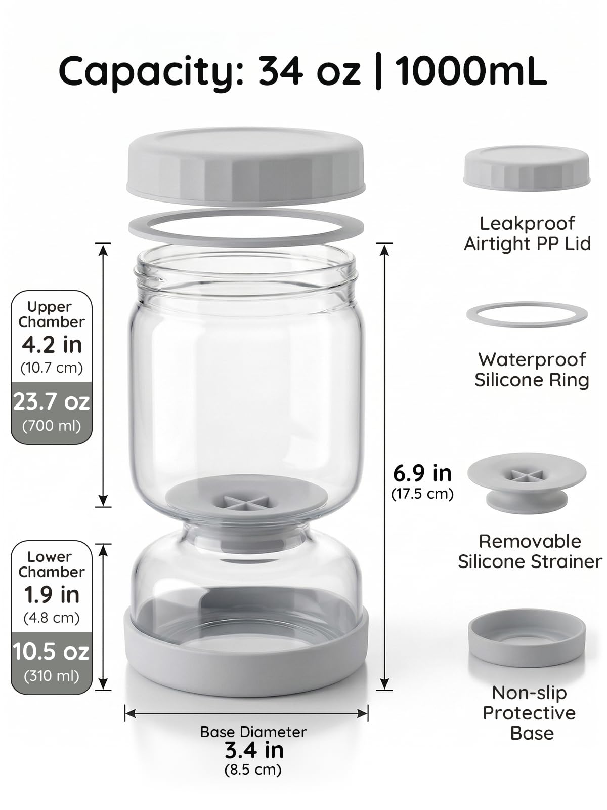 Homnoble wide-mouth design allows easy filling and thorough cleaning