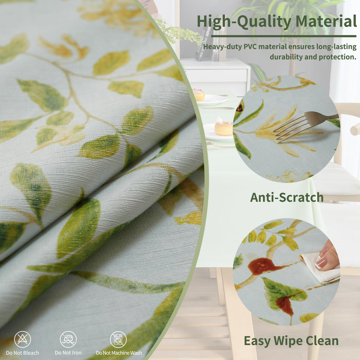 HOMOHEINI leaves-pattern tablecloth outdoors helps keep surfaces clean during meals.