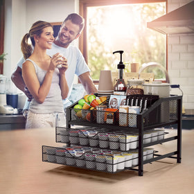 Homsorout coffee bar organizer anti-slip feet; stable setup on any countertop.