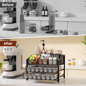 Homsorout coffee bar organizer k-cup storage; neatly arranges pods for effortless access.