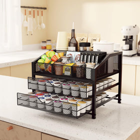 Homsorout coffee bar organizer tea bags area; tidy storage for quick brews.
