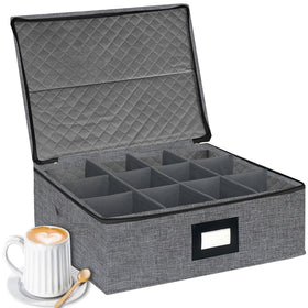 Homyfort mug storage box with dividers stacks mugs neatly for easy access