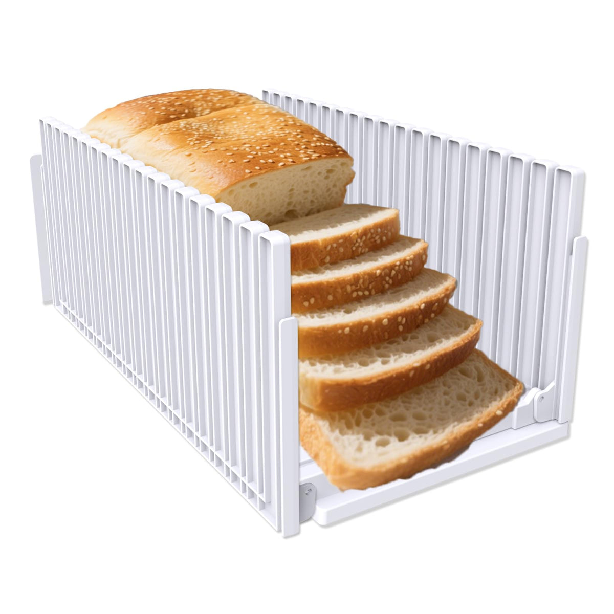 Honbuty bread slicer folds for compact storage and easy setup.